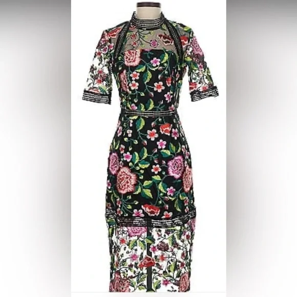 Vone Embroidered Sheath Midi Dress - Picture 1 of 9